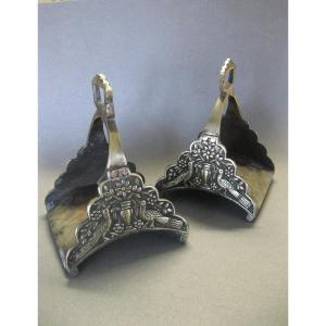 Pair Of Bronze Stirrups, Ottoman Empire, 19th Century.