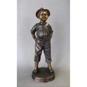 Bronze Subject Representing A Young Boy 20th Century.