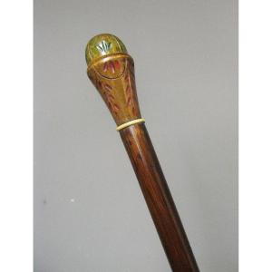Walking Stick With Carved Wooden Handle.