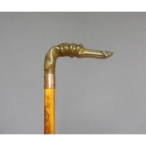 English Dandy Cane With Greyhound Head, 19th Century.