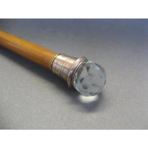 Cane With Crystal Ball Pommel, Late 19th Century.