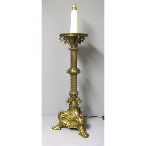 Electrified Neo-gothic Style Candlestick.