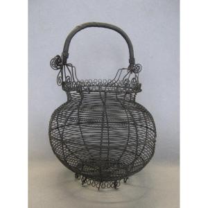 Woven Wire Wedding Basket Circa 1900.