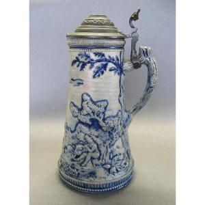 Stoneware Hunting Jug 19th Century.
