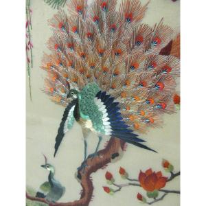 Framed Silk Embroidery About 1900.