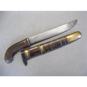 Golok Type Knife. Silver Textured Blade.