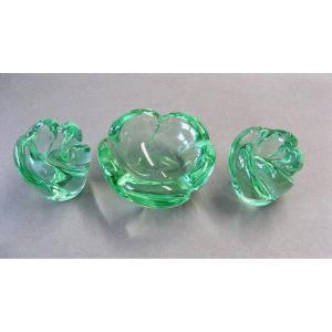 Empty Pocket And Candlesticks Crystal Daum. Circa 1950.