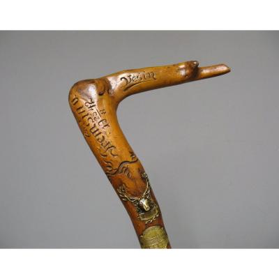 German Mountain Walking Cane. Folk Art.