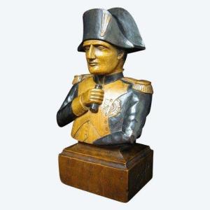 Polychrome Carved Wood Bust Of Napoleon 1st.