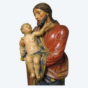 Sculpture Saint Joseph With Baby Jesus.