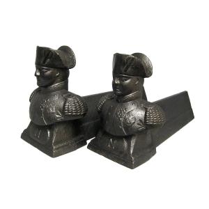 Pair Of Andirons With The Effigy Of Napoleon 1st.