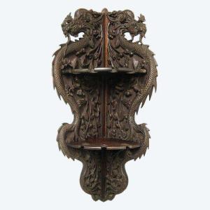 Corner Shelf. Rack For Opium Pipes. 19th Century Indochina.