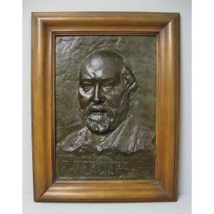 Monumental 7,3 Kg Bronze Bas-relief Signed And Dated 1899.