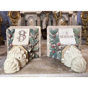 Pair Of Chapel Consoles - Saint Bénilde - XXth
