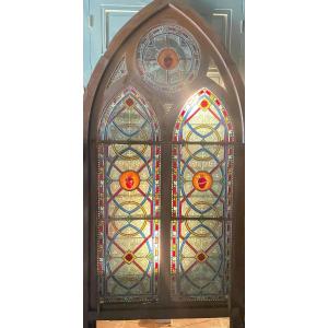 Set Of Stained Glass Windows On Carpentry In Ogive - Early Nineteenth