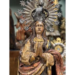 Virgin In Prayer And Her Silver Crown - Eighteenth