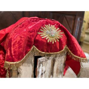 Tabernacle Veil In Red Velvet - 19th Century