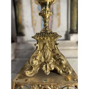 Large Bronze Candle Holder - 19th Century