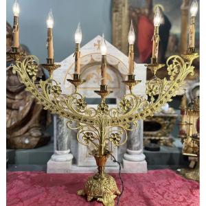 Large Candelabra In Gilt Bronze - 19th Century