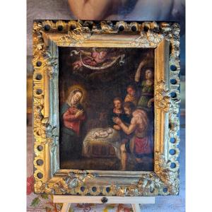 Nativity - Oil On Copper - 17th Century