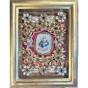 Reliquary Painting Of Saint Venustus Of Milan - 19th Century