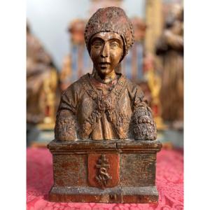 Saint Wenceslas - Wooden Bust - 17th Century