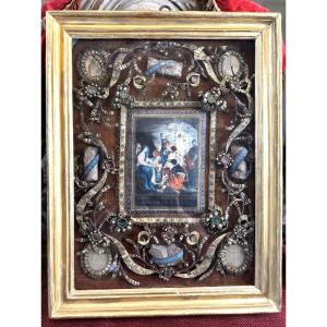 Important Reliquary With Four Relics And Agnus Dei - 18th Century