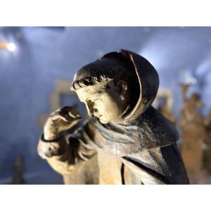 Imposing Wooden Statue Of A Franciscan Saint - 17th Century