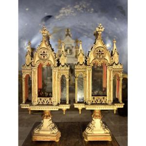 Important Pair Of Neo-gothic Reliquaries – 19th Century