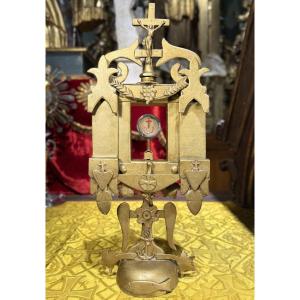 Monstrance Reliquary With A Relic Of The True Cross - 19th Century  