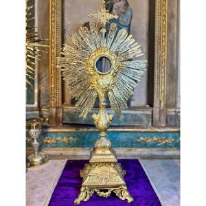 Monstrance In Gilded Brass – 19th Century 
