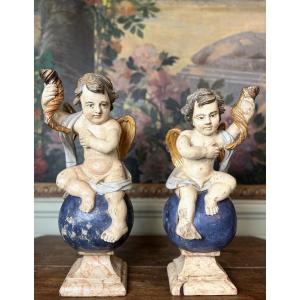 Pair Of Sculpted Angels – Late 18th Century