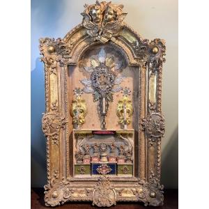 Baroque Reliquary Altarpiece With 27 Relics – Circa 1740