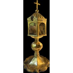 Monstrance Reliquary In Copper - Circa 1500