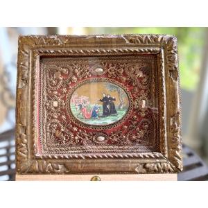 Reliquary Paperolles - Saint Francis Xavier Giving Baptism - 18th Century 