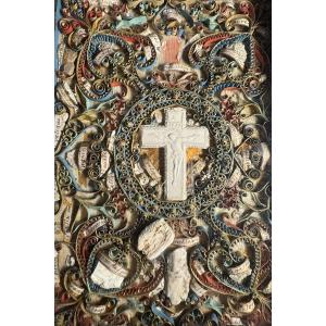 Paperolles Reliquary To The Glory Of The Jesuits - Late 19th / Early 20th Century 