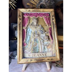 Saint Joan Of France - Dressed Wax Figure From Nancy - 18th Century 