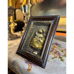 Saint Joseph In Wax - Reliquary - 18th Century