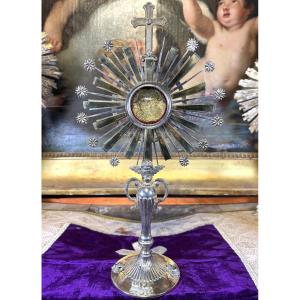 Silver Monstrance With A Relic Of Saint Eugene - 19th Century 