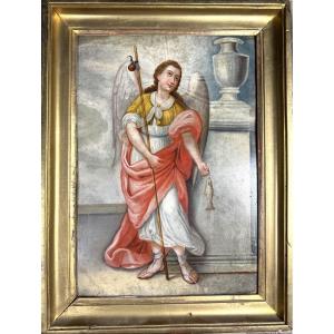 Raphael And The Fish - Oil On Copper - Early 18th Century 