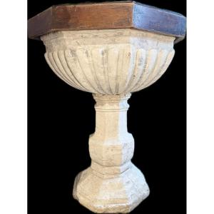 Impressive Stone Baptismal Font And Its Lid - Circa 1600 