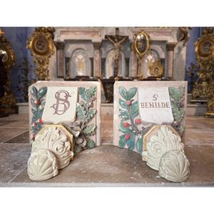 Pair Of Chapel Consoles - Saint Bénilde - 20th Century