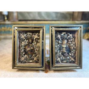 Pair Of Reliquary Frames - 19th Century 