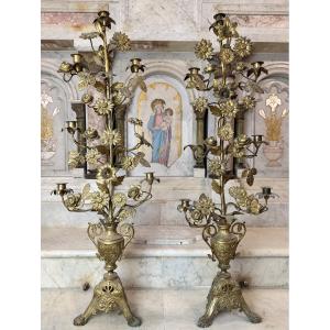 Large Pair Of Candelabra - 19th Century