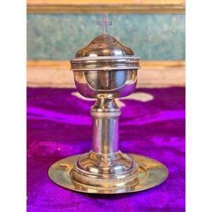 Ciborium For The Sick And Silver Paten - Early 19th Century 
