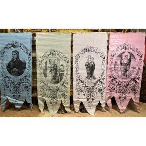 Set Of Four Chapel Banners - Early 20th Century