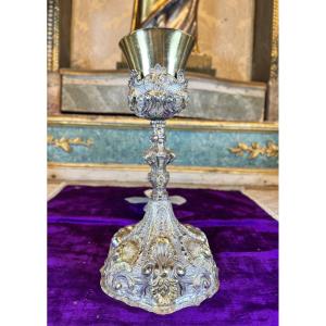 Large Silver And Vermeil Chalice - 19th Century  