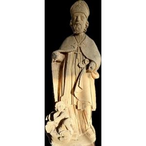 Stone Statue Of Saint Nicholas - 18th Century 