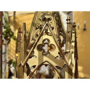 Neo-gothic Gilded Wooden Ciborium - Circa 1900