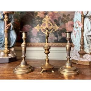 Gilt Bronze Altar Set - 19th Century